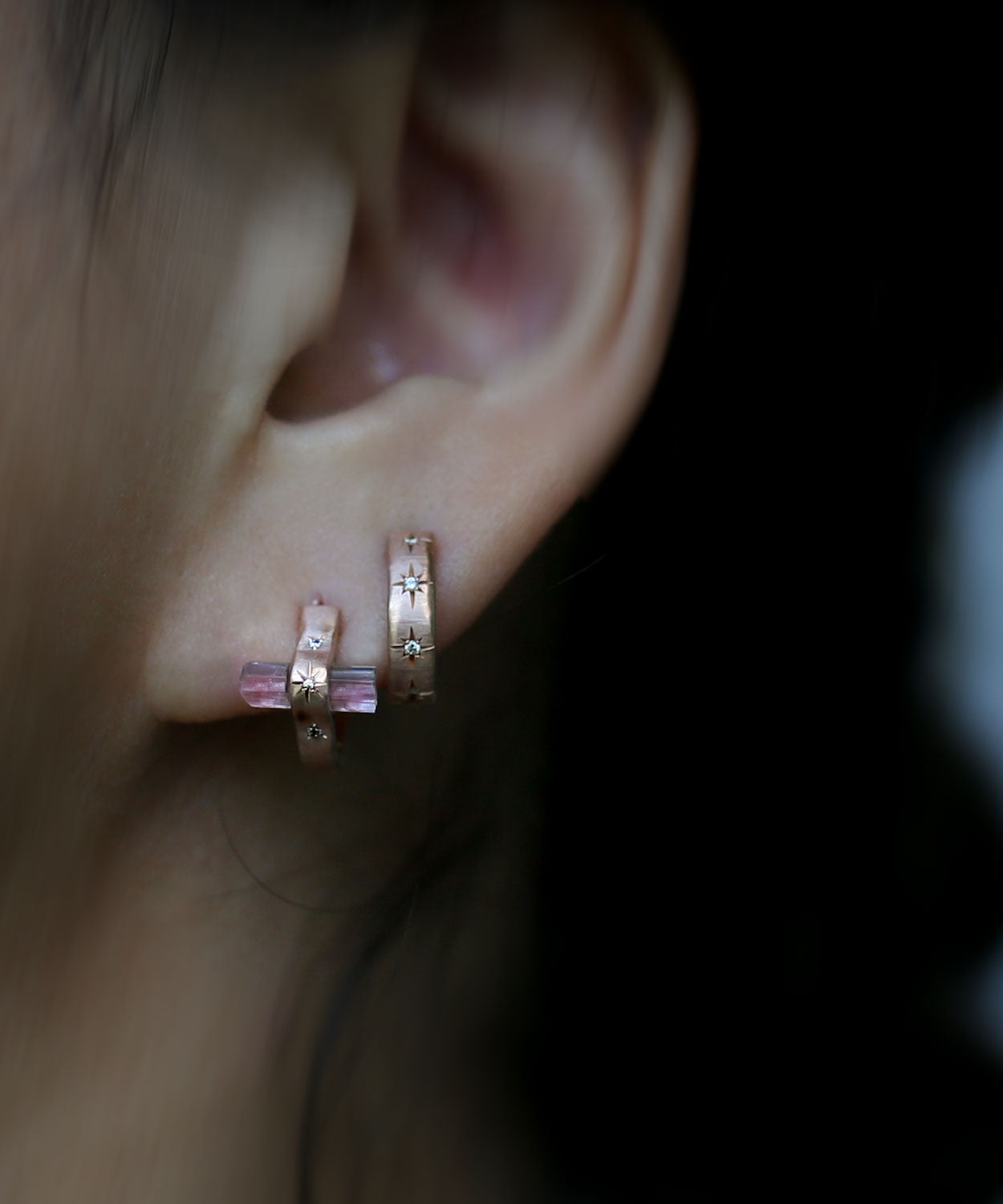 Pink Crystal Hoop Earring