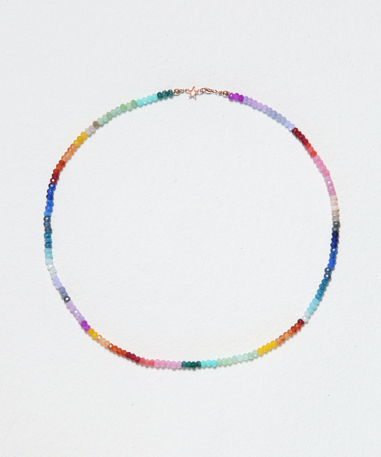 Rainbow Jade Beaded Star Clasp Necklace