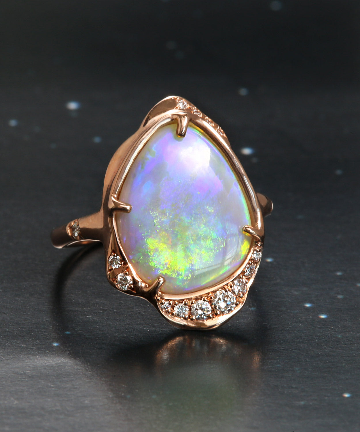 Shine Shadow Electric Paint Brush Opal Ring