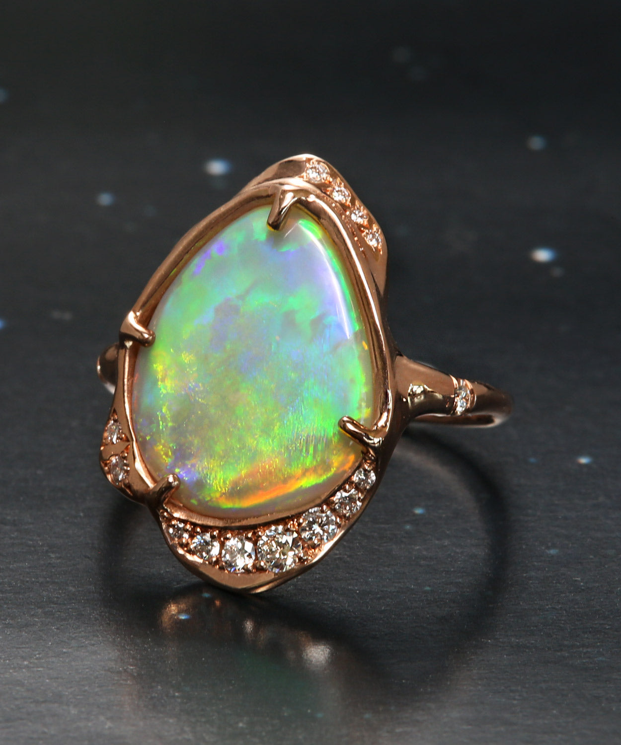 Shine Shadow Electric Paint Brush Opal Ring
