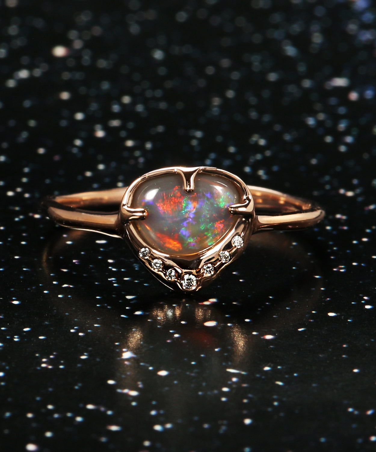 Sky Shower Rainbow Red Flash Opal Ring