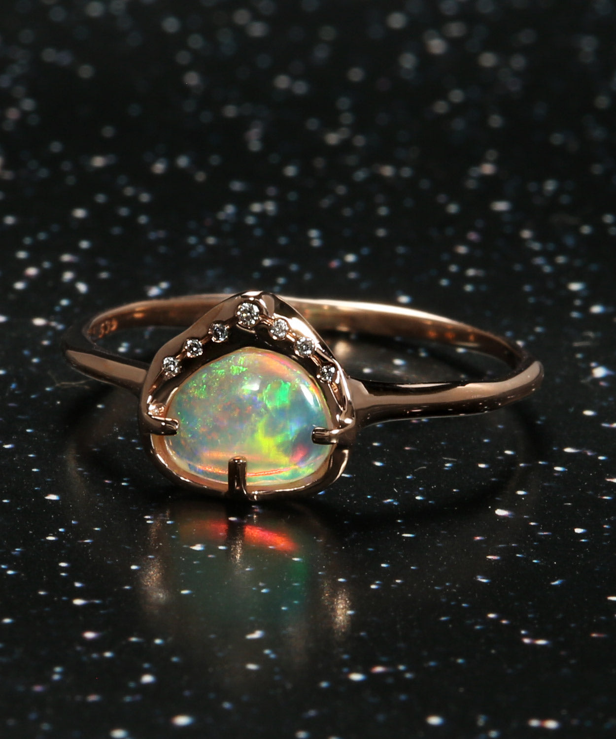 Sky Shower Pastel Green Crystal Opal Ring