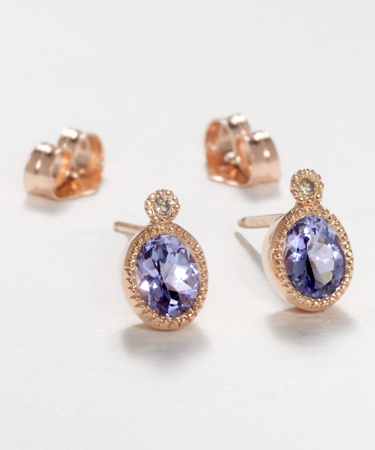 Tanzanite Milgrain Studs