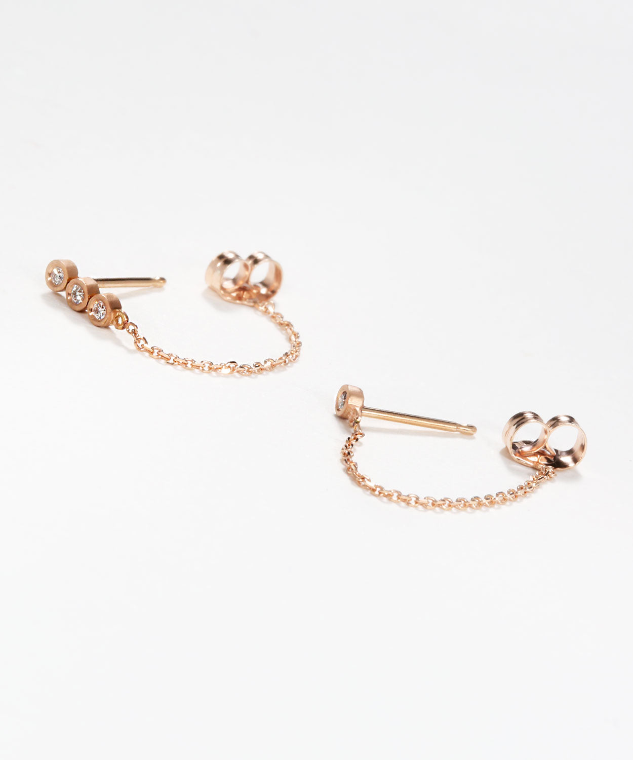 Teeny Diamond Chained Earrings