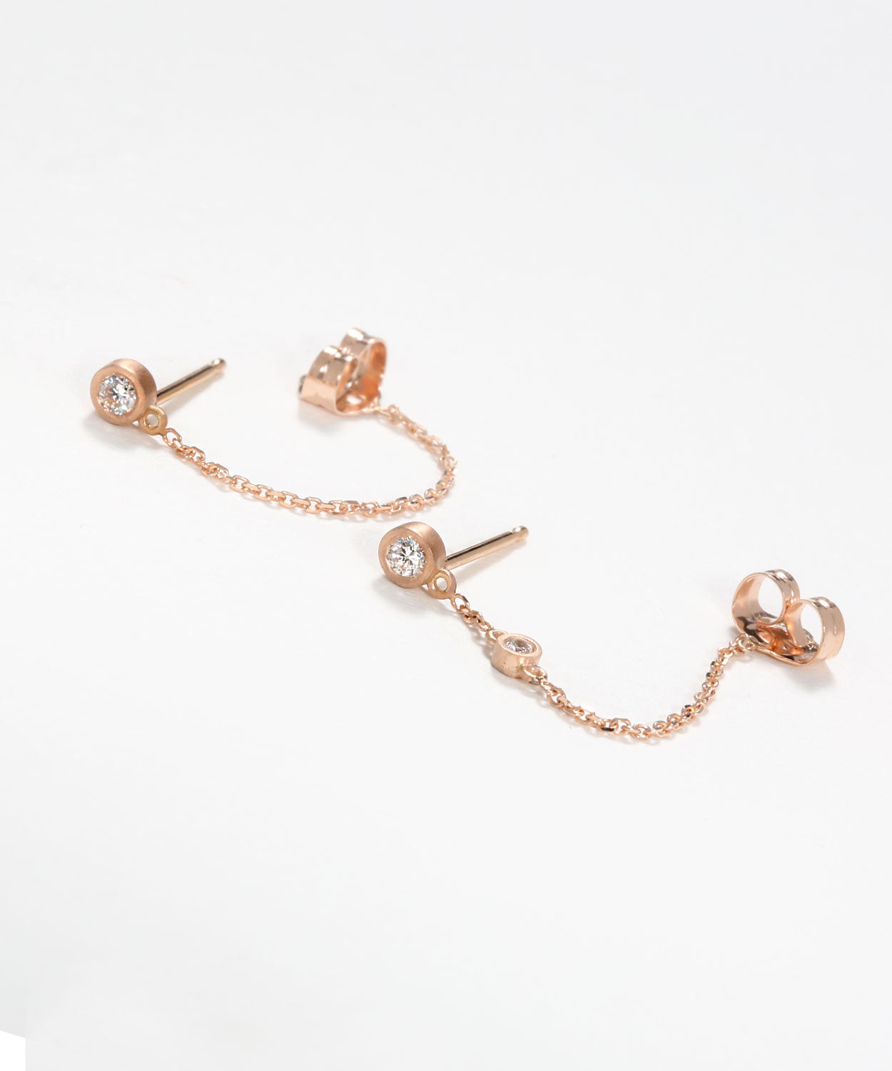 Tiny Diamond Chained Earrings