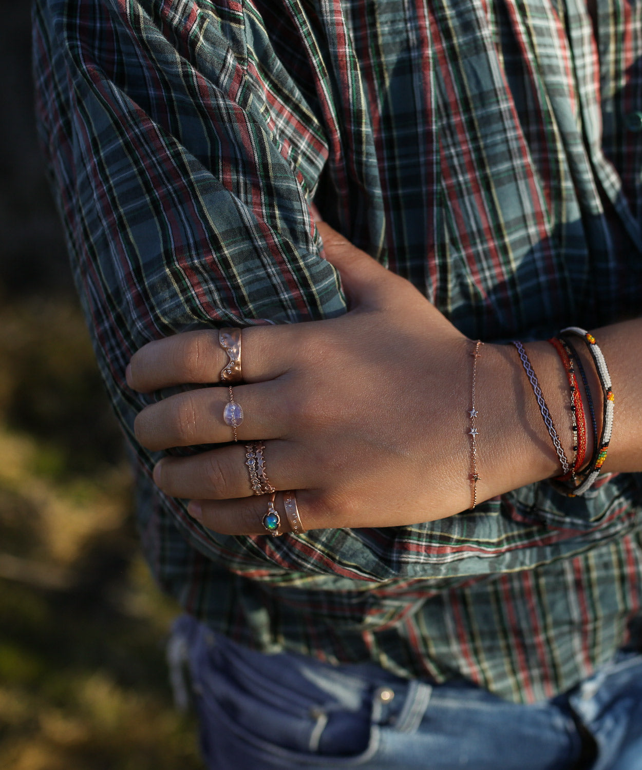 Moonstone Chain Ring