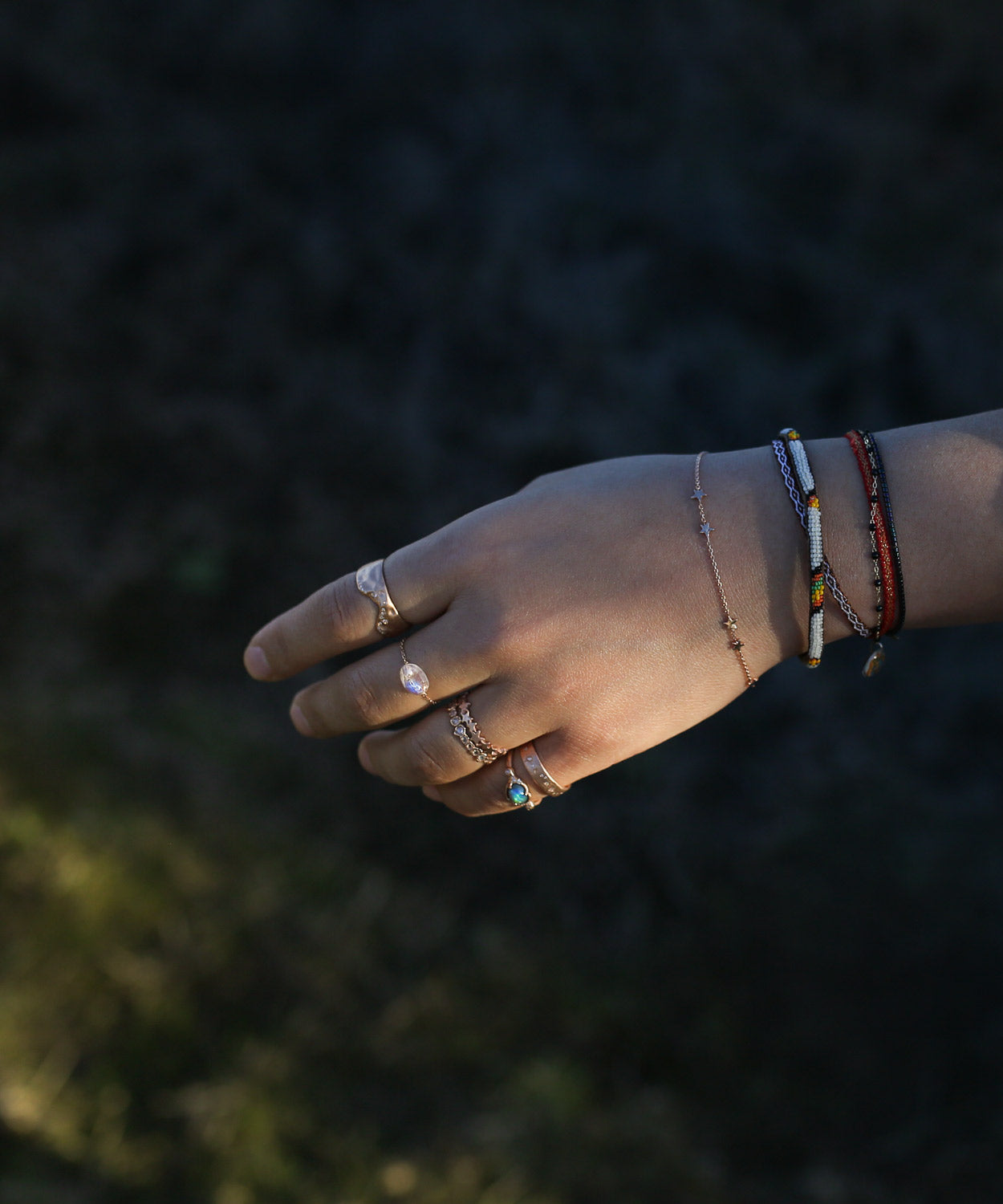 Moonstone Chain Ring