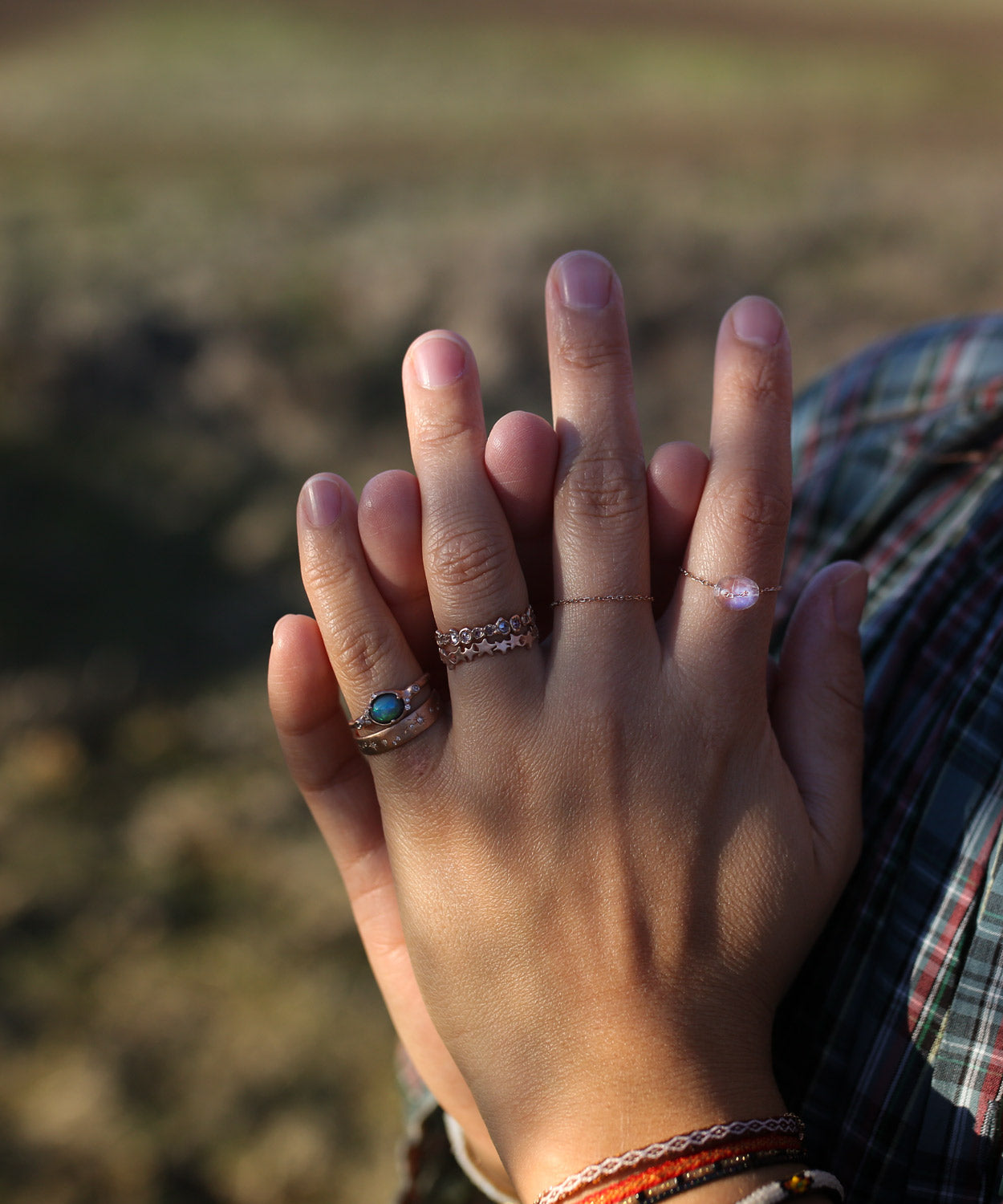 Moonstone Chain Ring