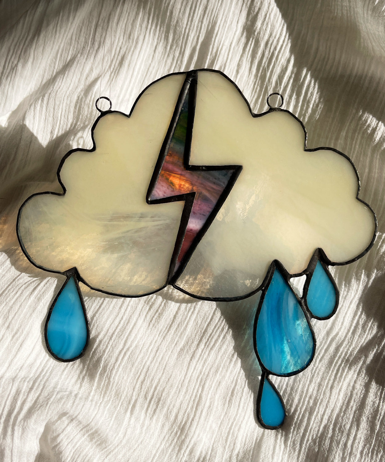 Handmade Thunderbolt Cloud Stained Glass