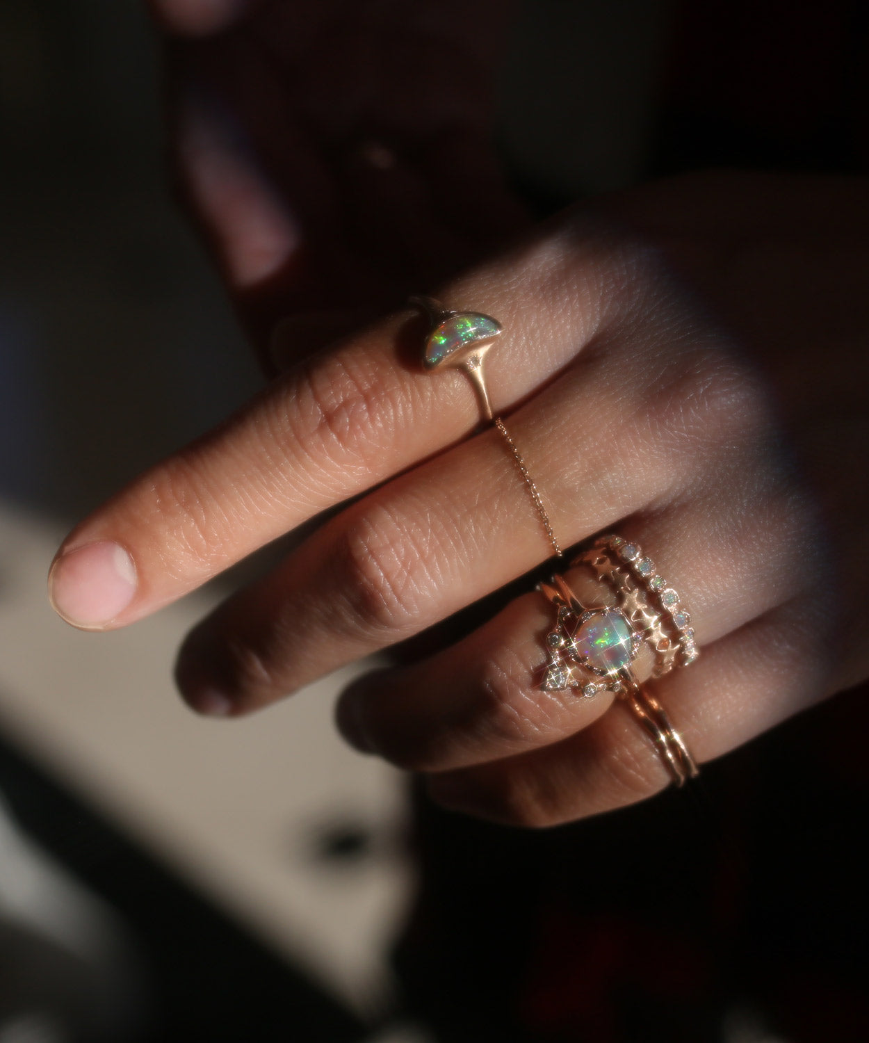 Nana Moon Transparent Crystal Opal Ring