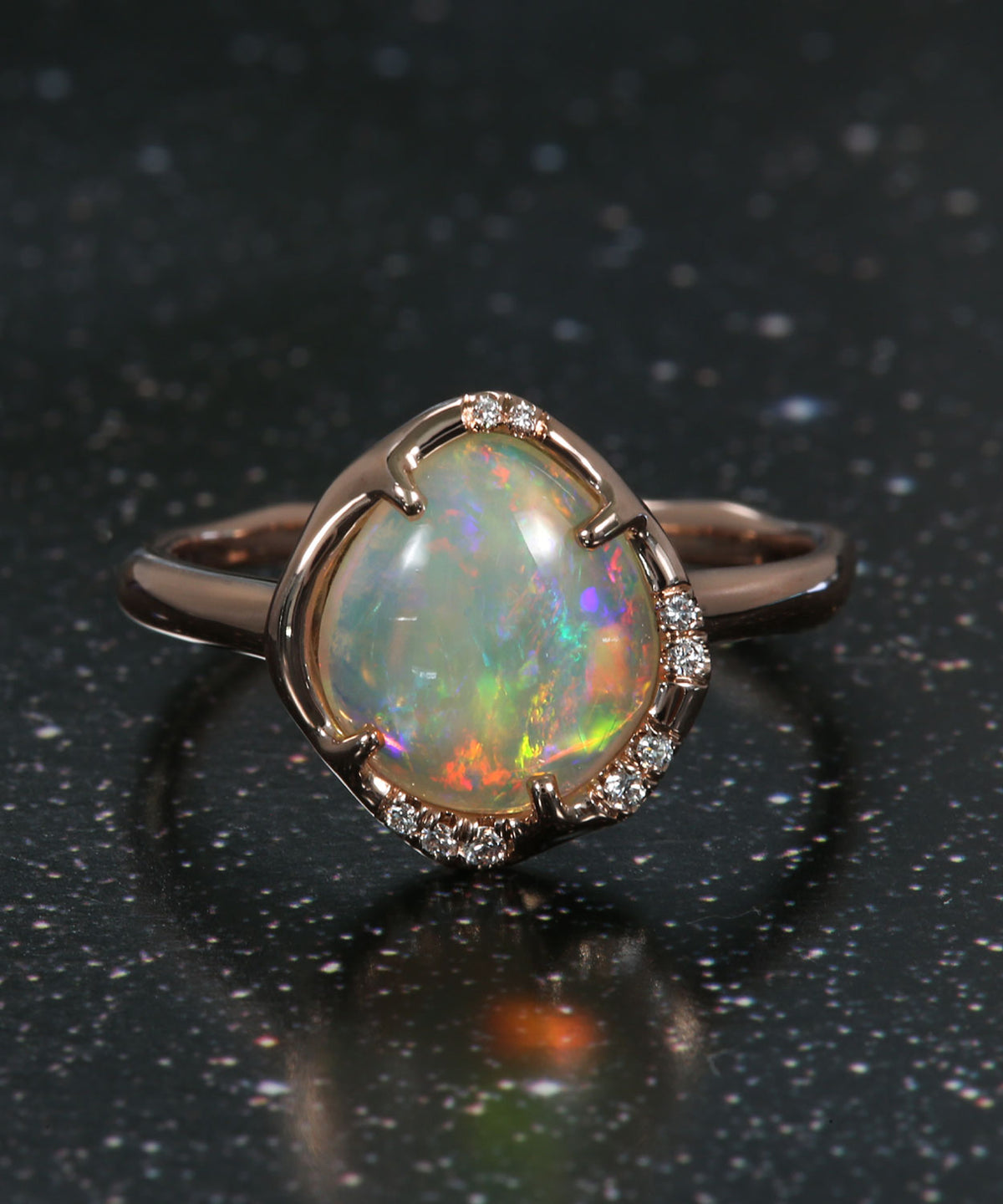 Aphenos Flourescent Fire Flash Opal Ring