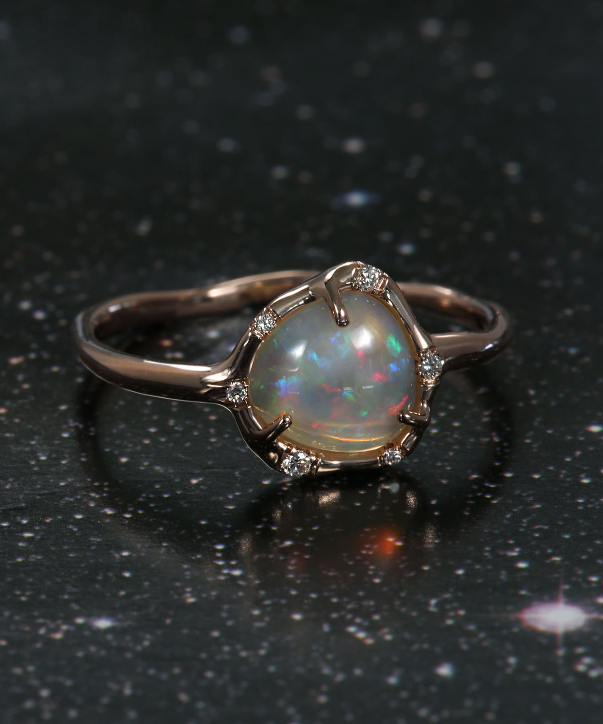 Cosmic Light Milky Pastel Flash Opal Ring