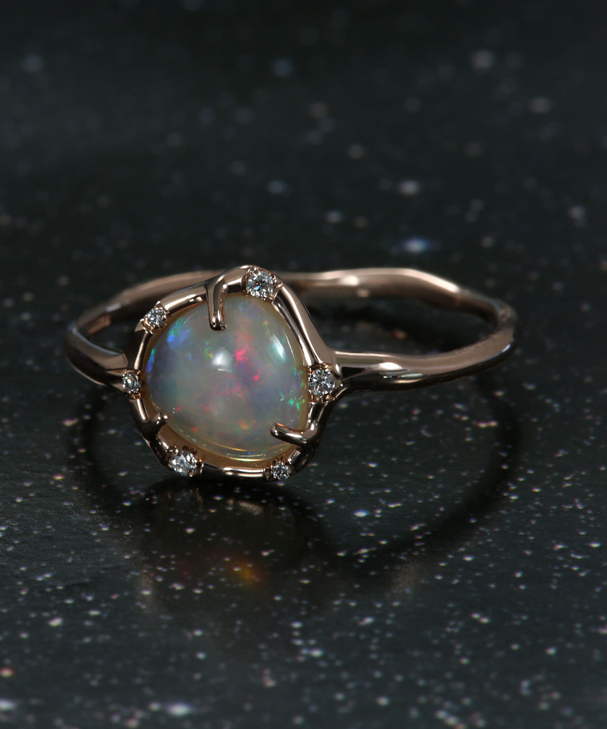 Cosmic Light Milky Pastel Flash Opal Ring