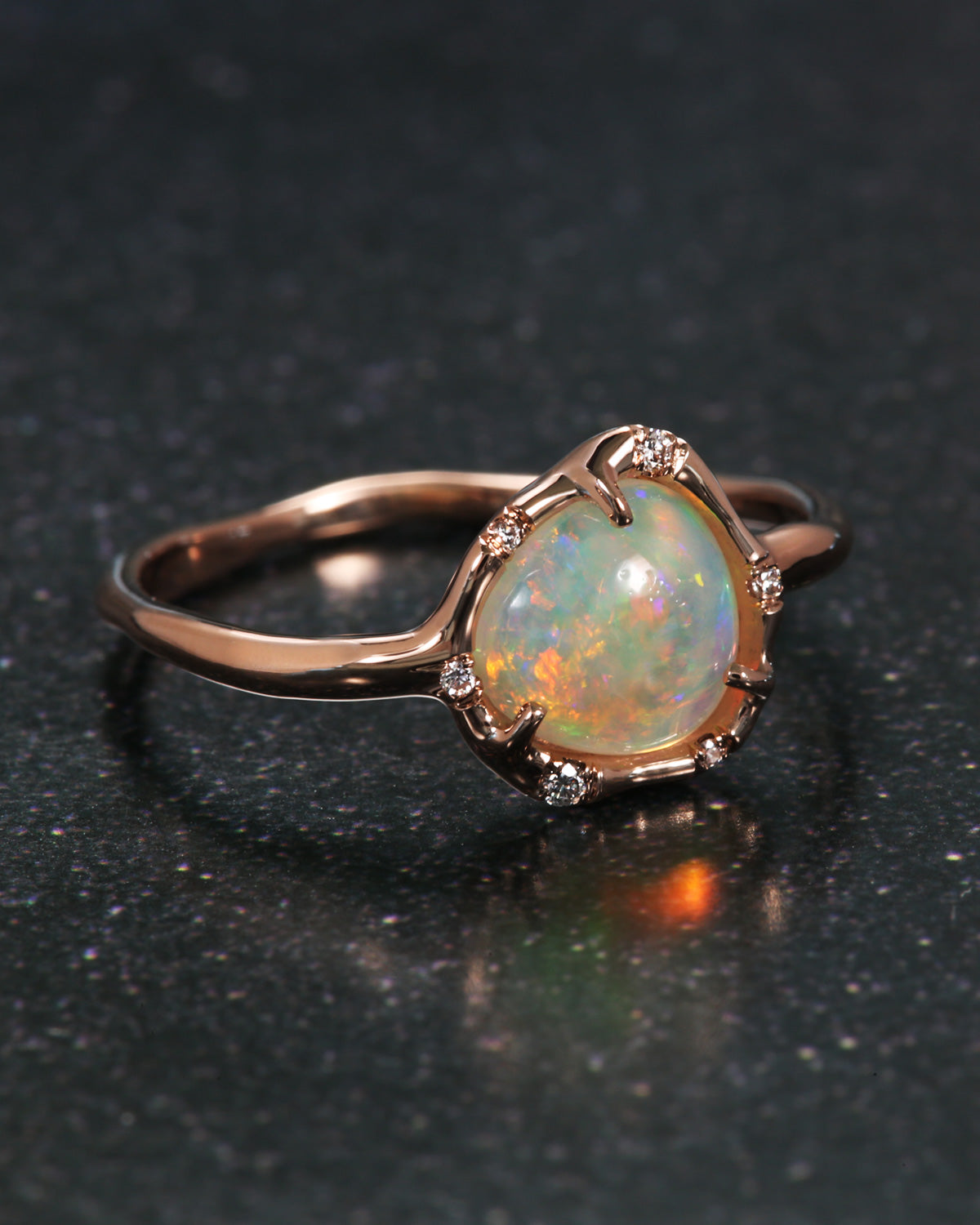 Cosmic Light Multi-Fire Floral Flash Opal Ring