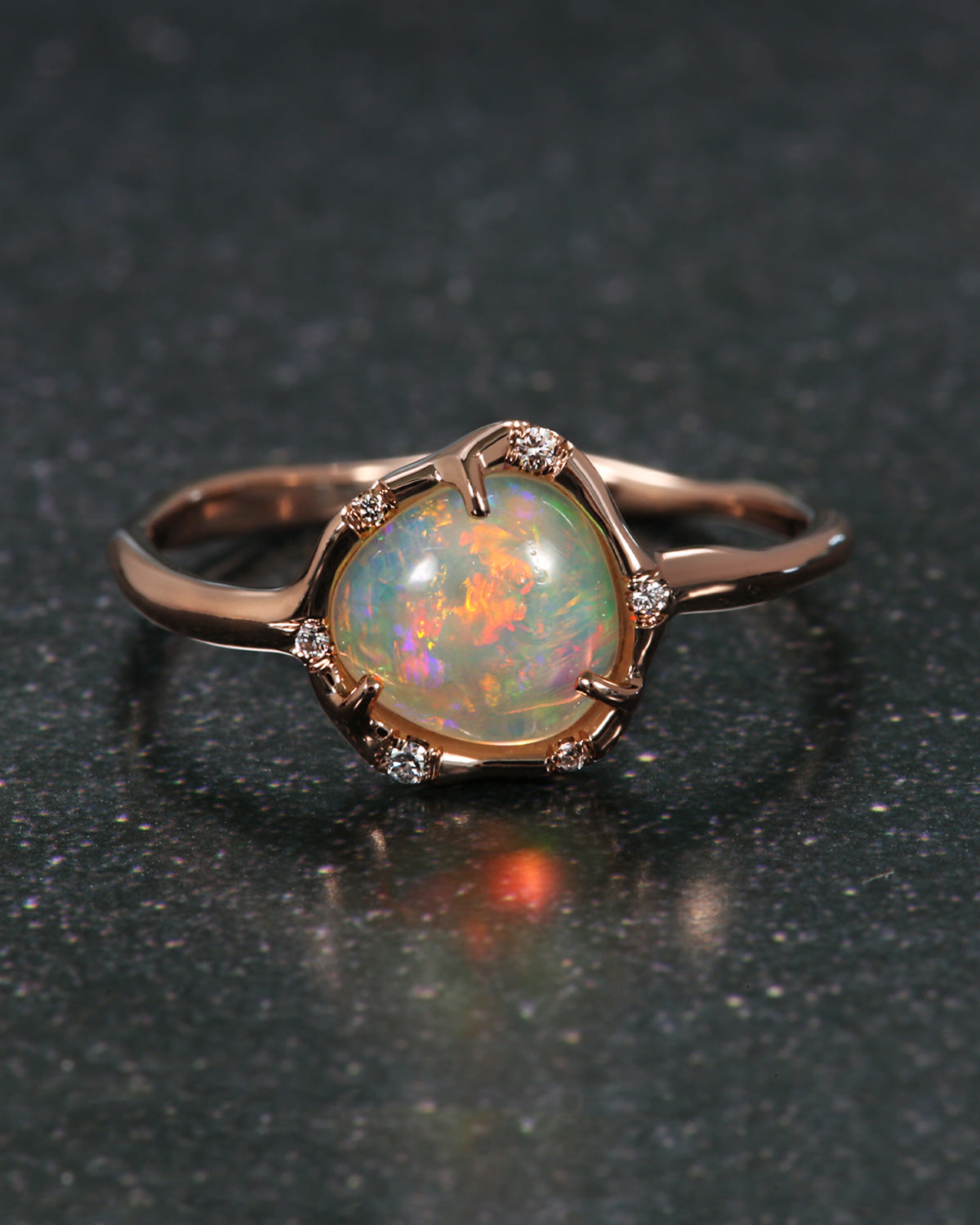 Cosmic Light Multi-Fire Floral Flash Opal Ring