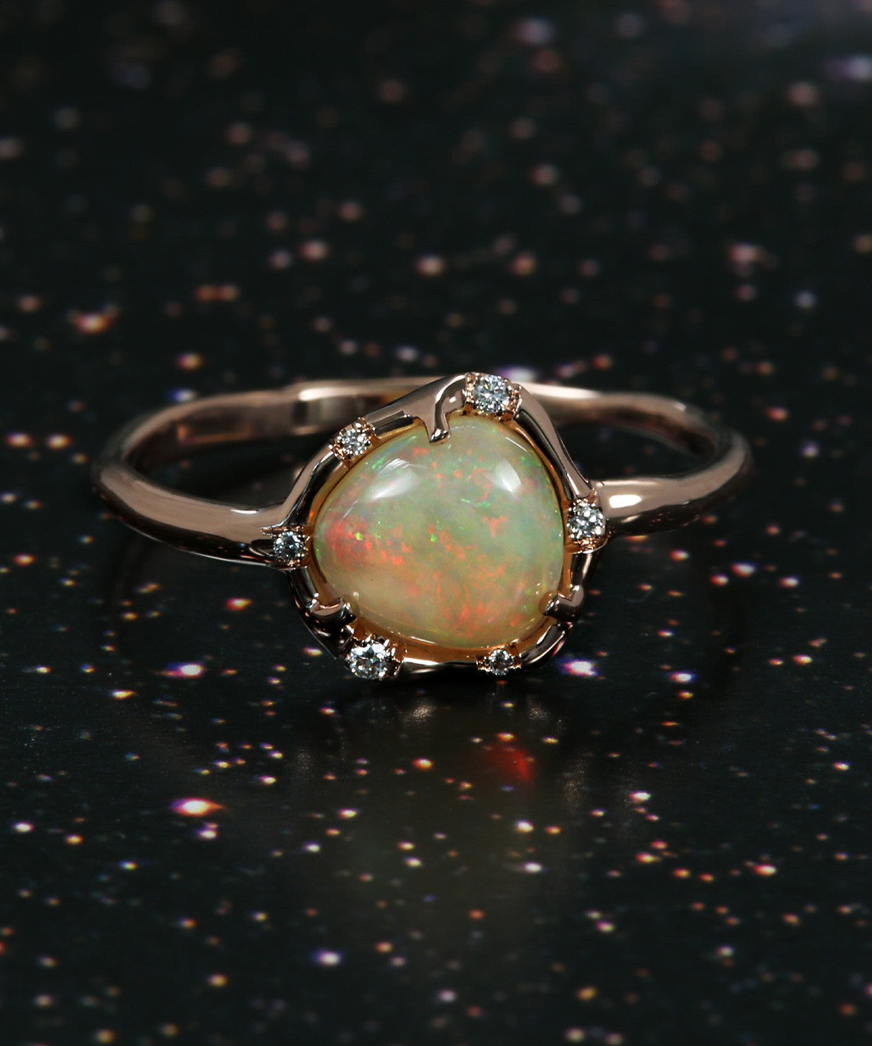 Cosmic Light Pleasing Sundust Opal Ring