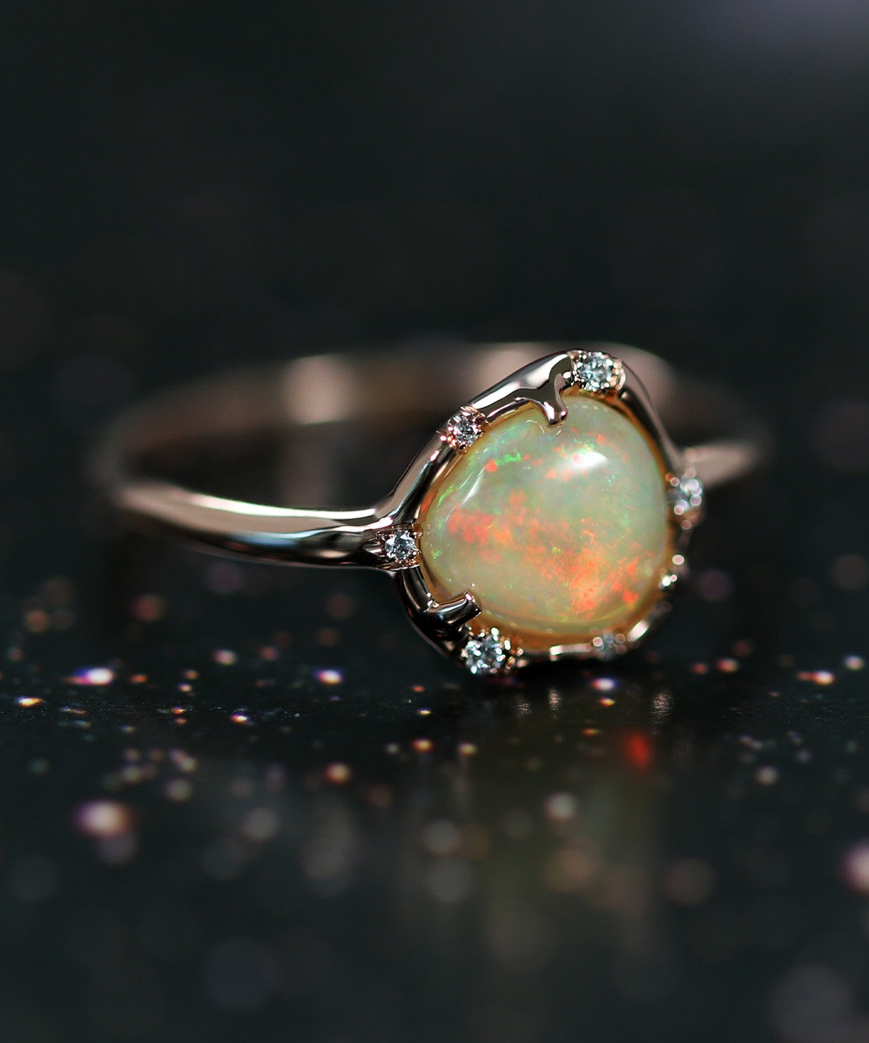 Cosmic Light Pleasing Sundust Opal Ring