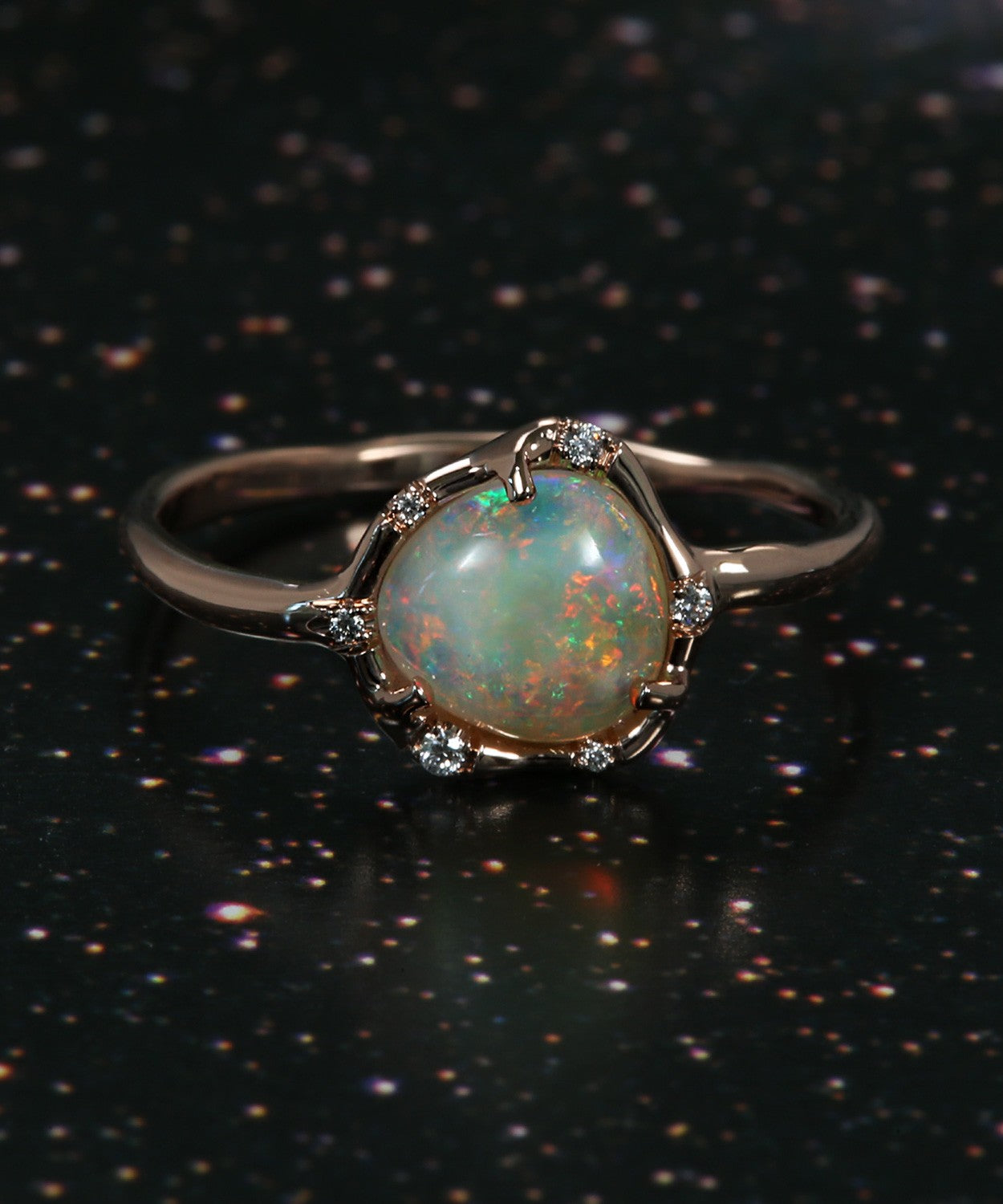 Cosmic Light Spectral Rainbow Opal Ring