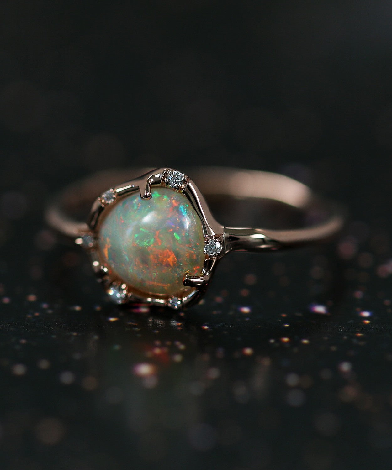 Cosmic Light Spectral Rainbow Opal Ring