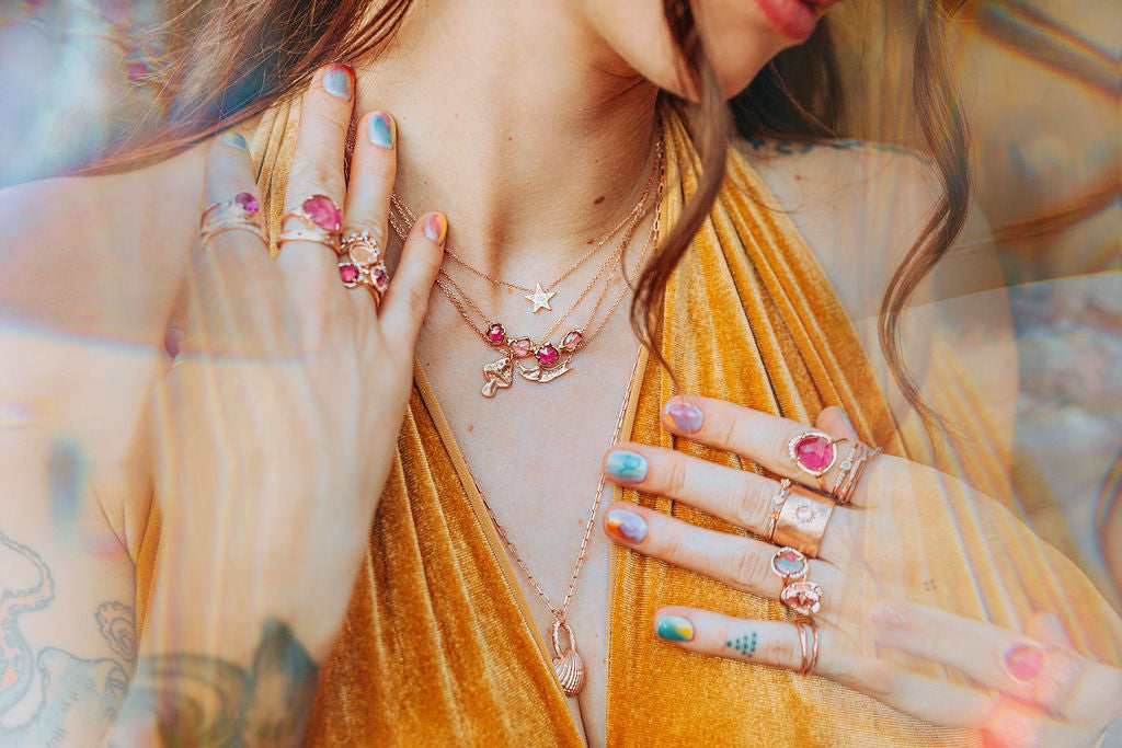 Sacred Heart of Pink Beams Necklace