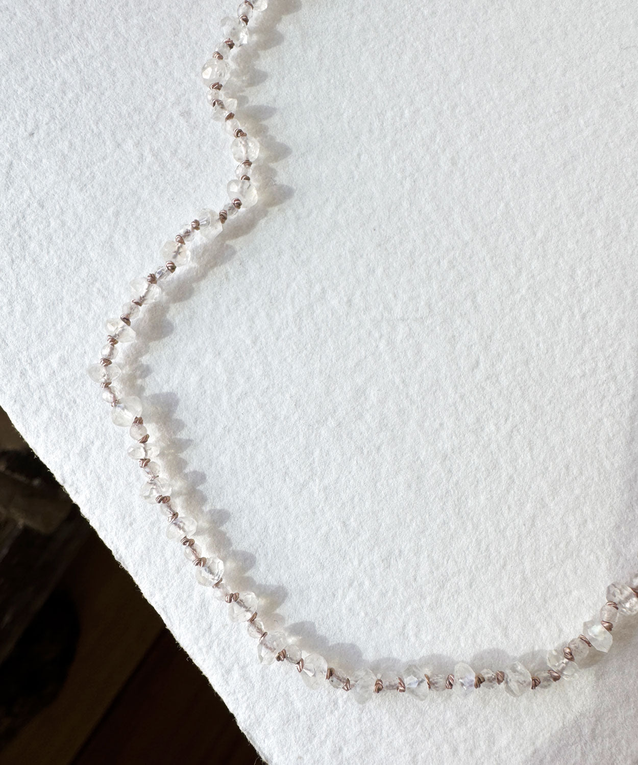 Glowy Moonstone Faceted Bead Necklace