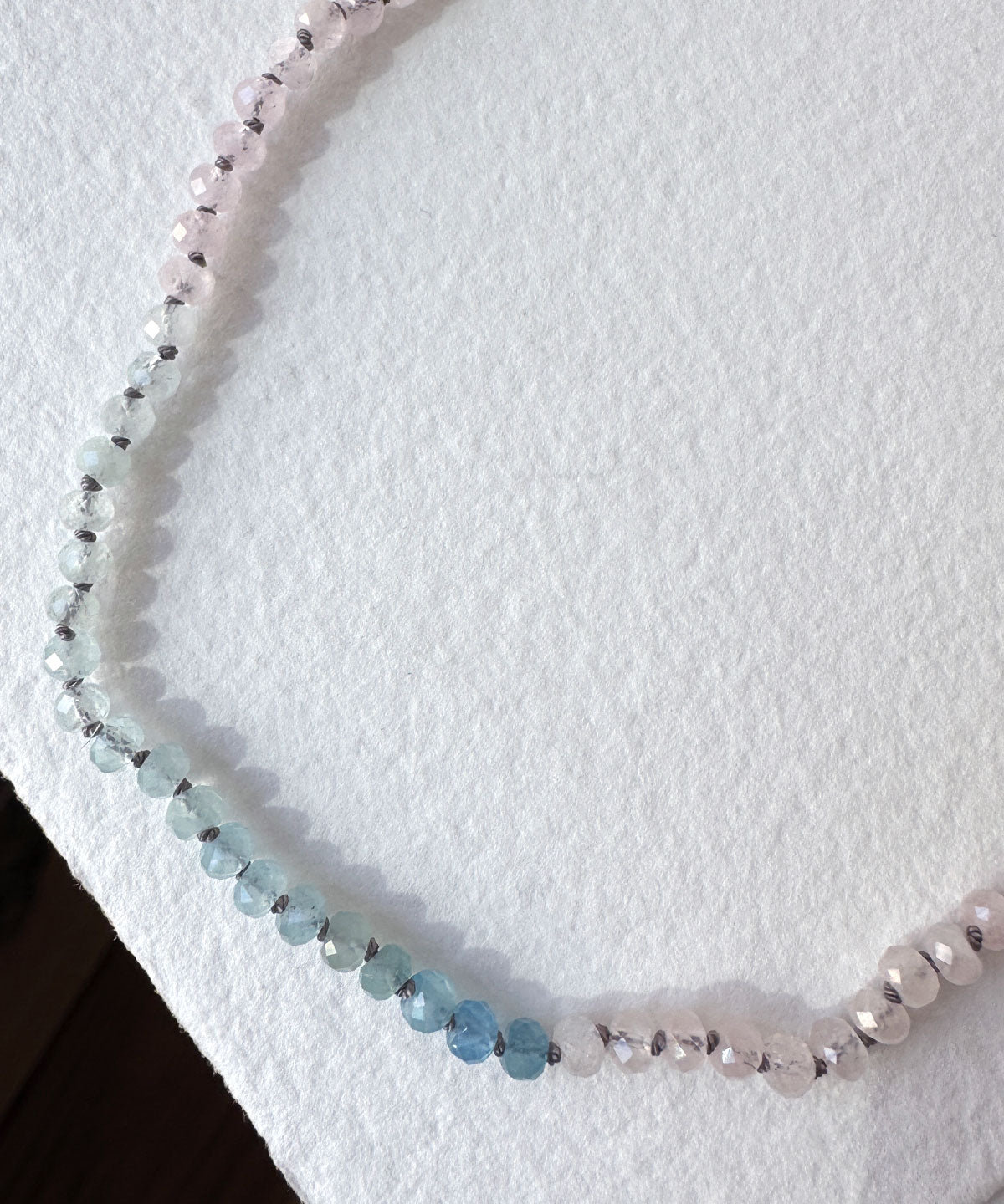 Glowy Morganite Faceted Bead Necklace