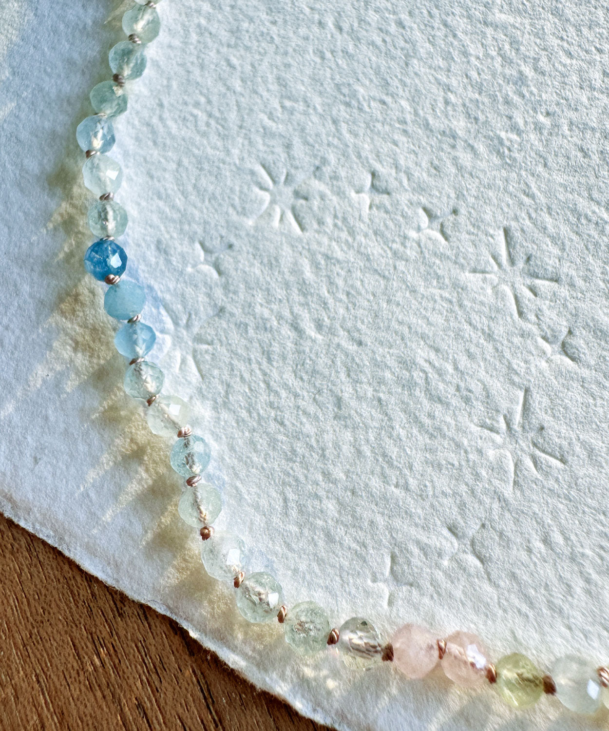 Glowy Morganite Globe Faceted Bead Necklace