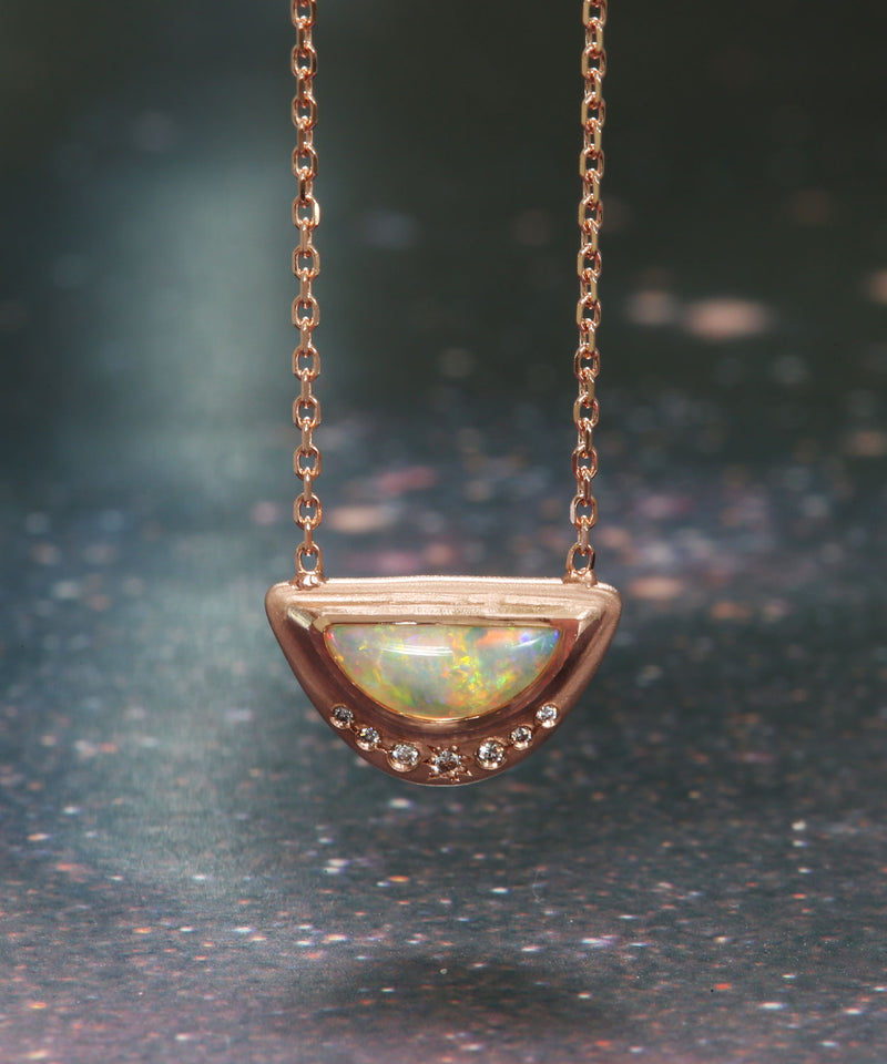 Half Moon Sentient Flash Opal Necklace