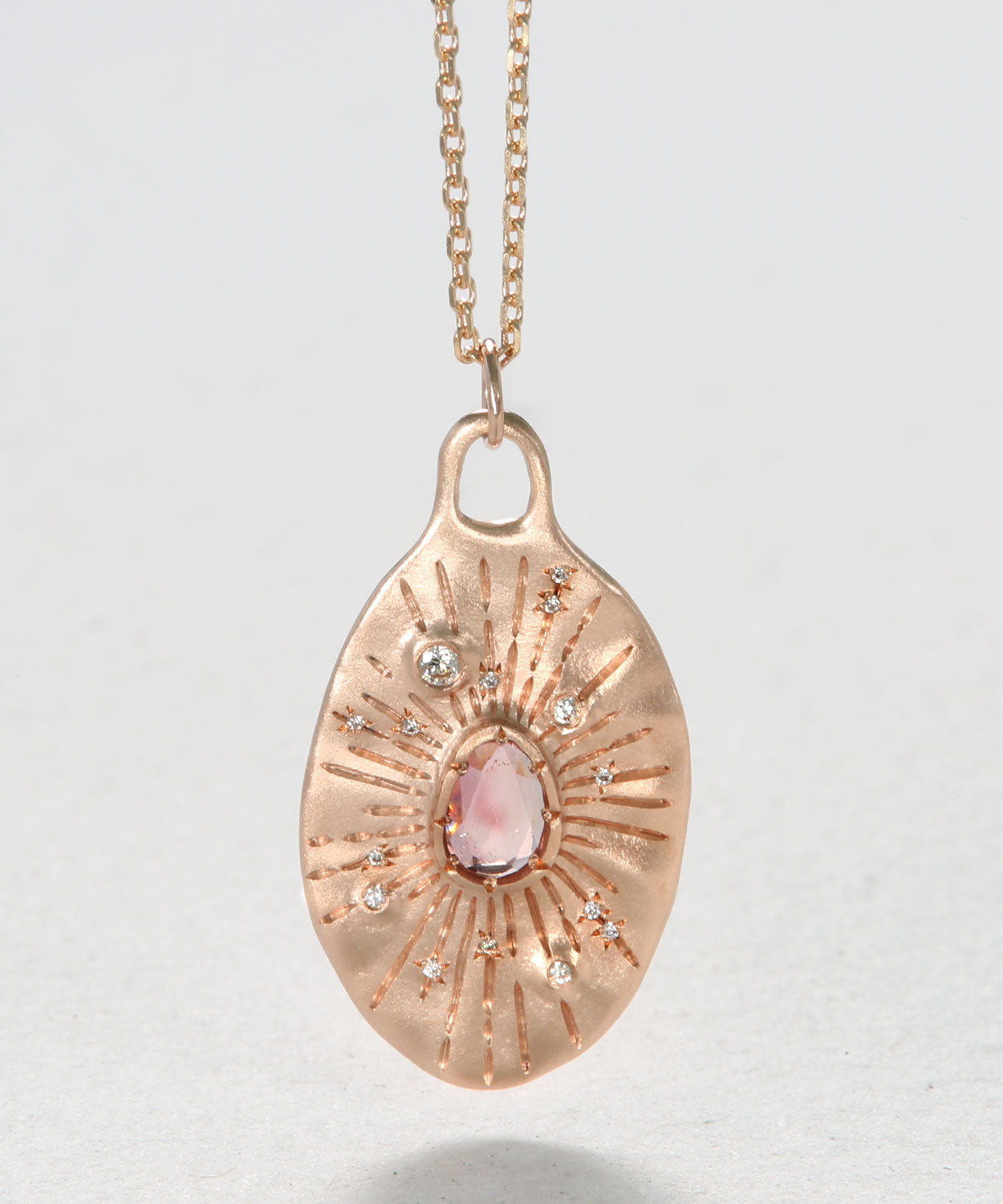 Heart of Flame Etched Disc Necklace