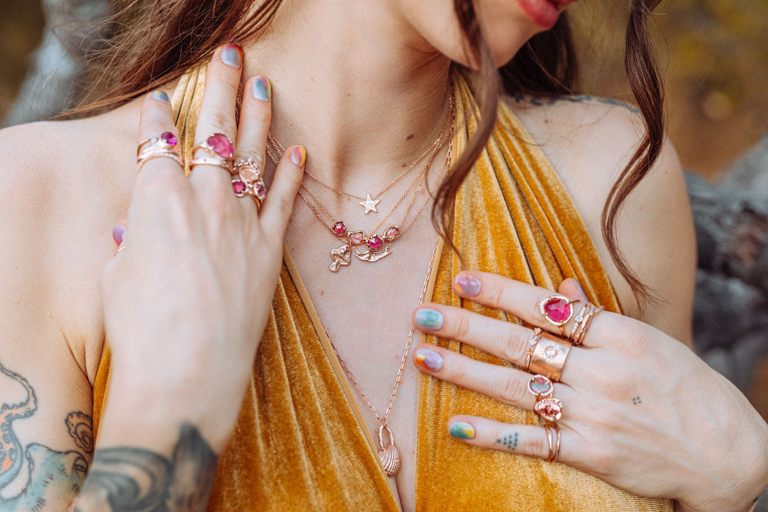 Sacred Heart of Pink Beams Necklace