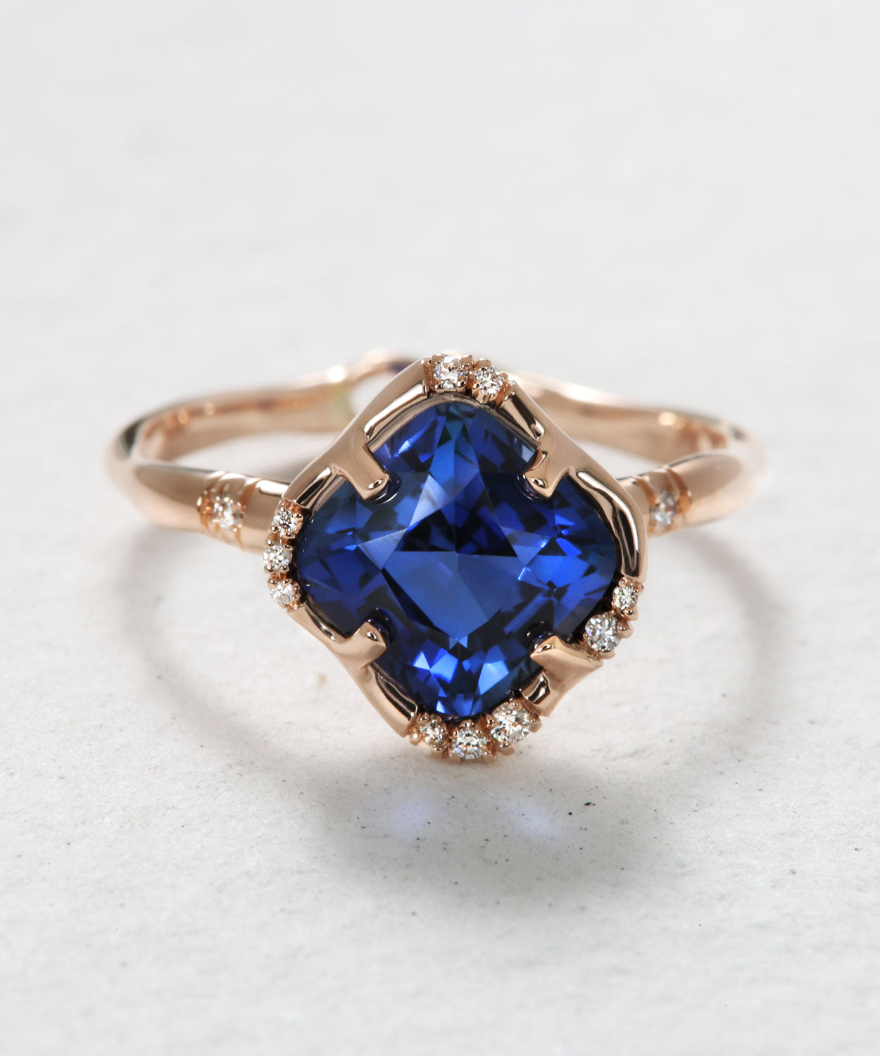 Infinite Love Blue Sapphire Cushion Ring