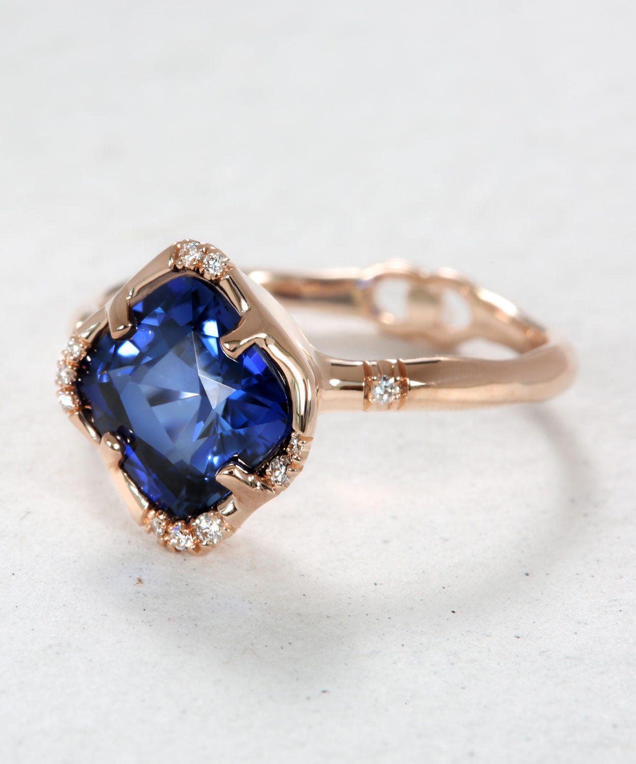 Infinite Love Blue Sapphire Cushion Ring