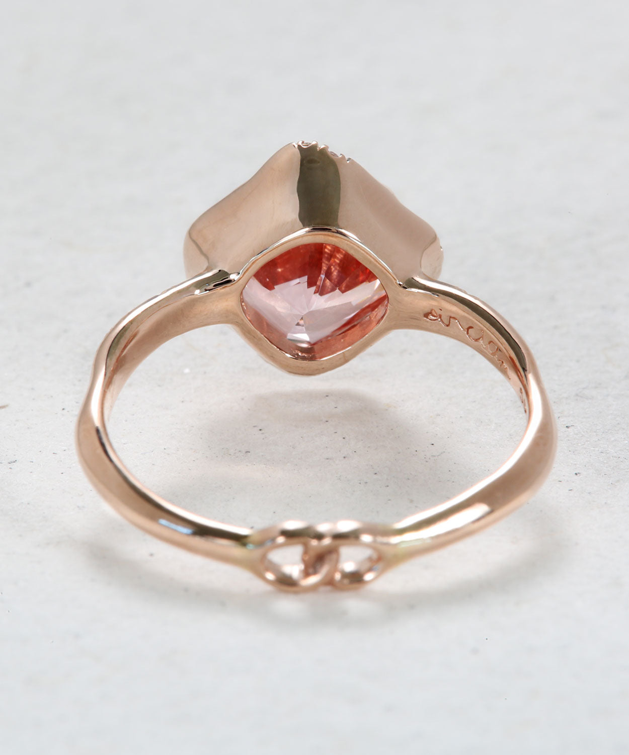 Infinite Love Peach Sapphire Cushion Ring