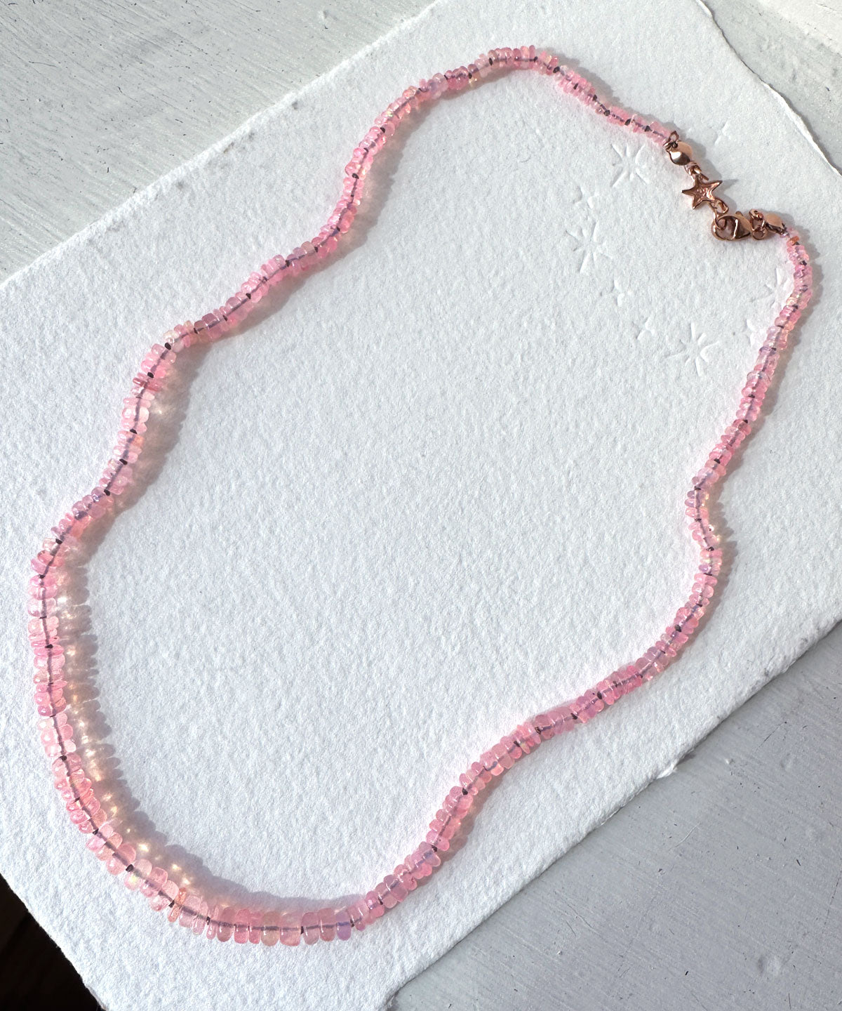 Luminous Peach Ethiopian Opal Smooth Rondelle Necklace