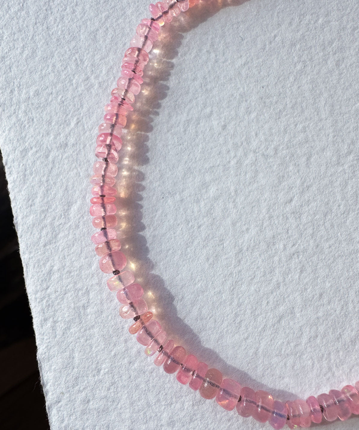 Luminous Peach Ethiopian Opal Smooth Rondelle Necklace