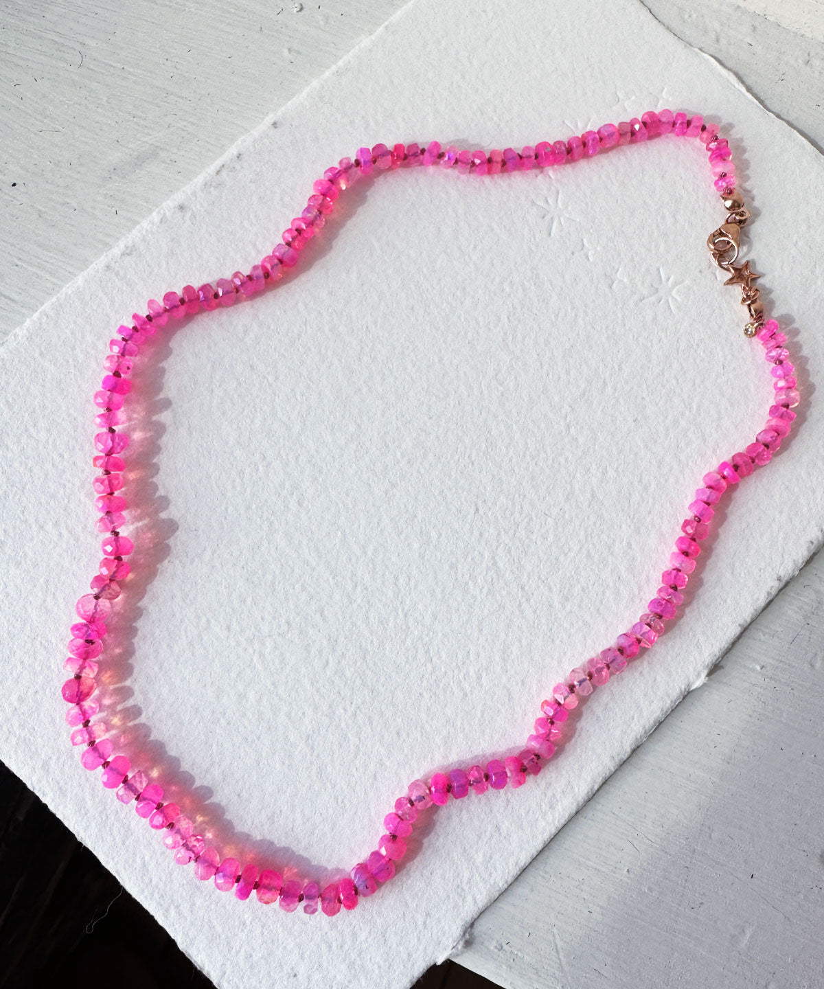 Hot Pink Ethiopian Opal Faceted Rondelle Necklace