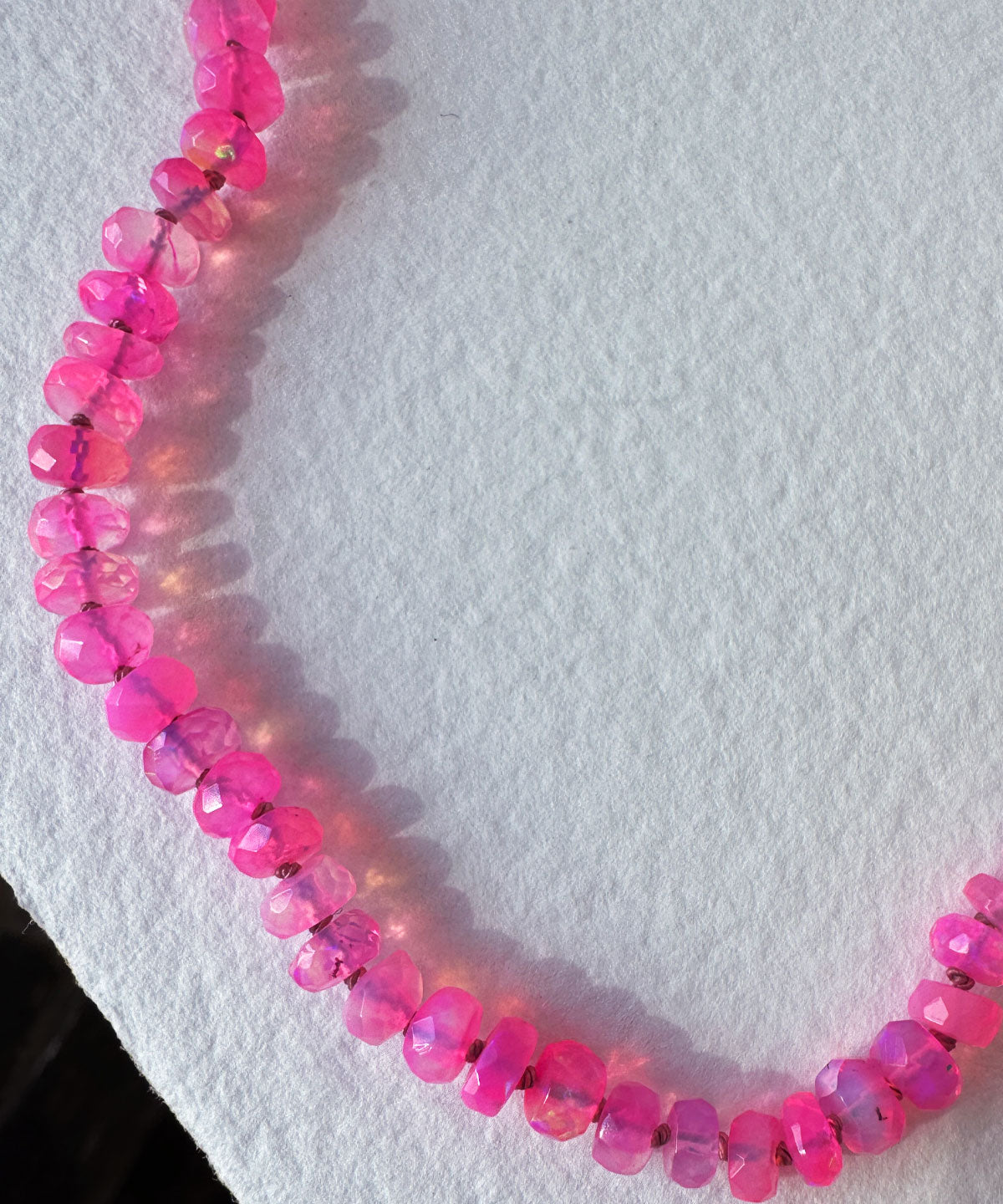 Hot Pink Ethiopian Opal Faceted Rondelle Necklace
