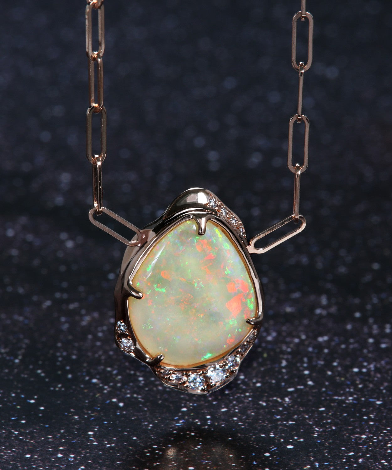 Shine Shadow Floral Aura Flash Opal Necklace