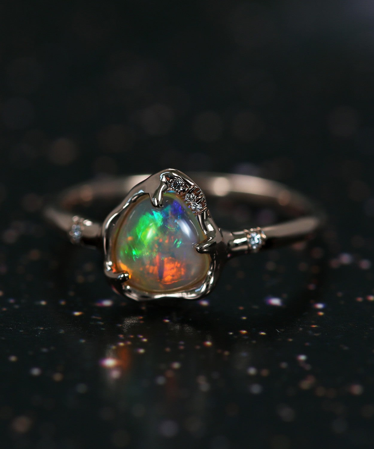 Star Poem Fluorescent Flash Opal Ring