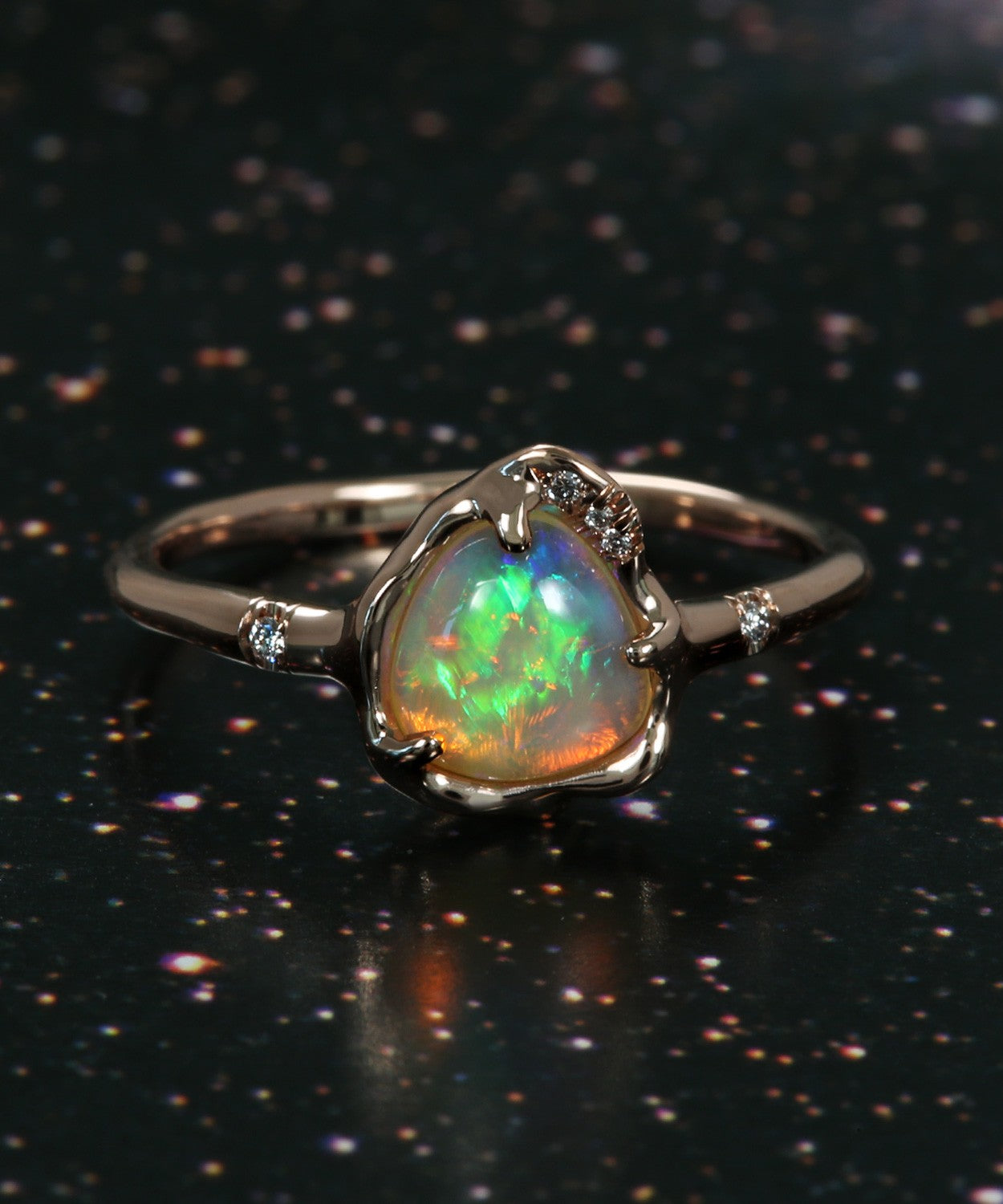 Star Poem Fluorescent Flash Opal Ring