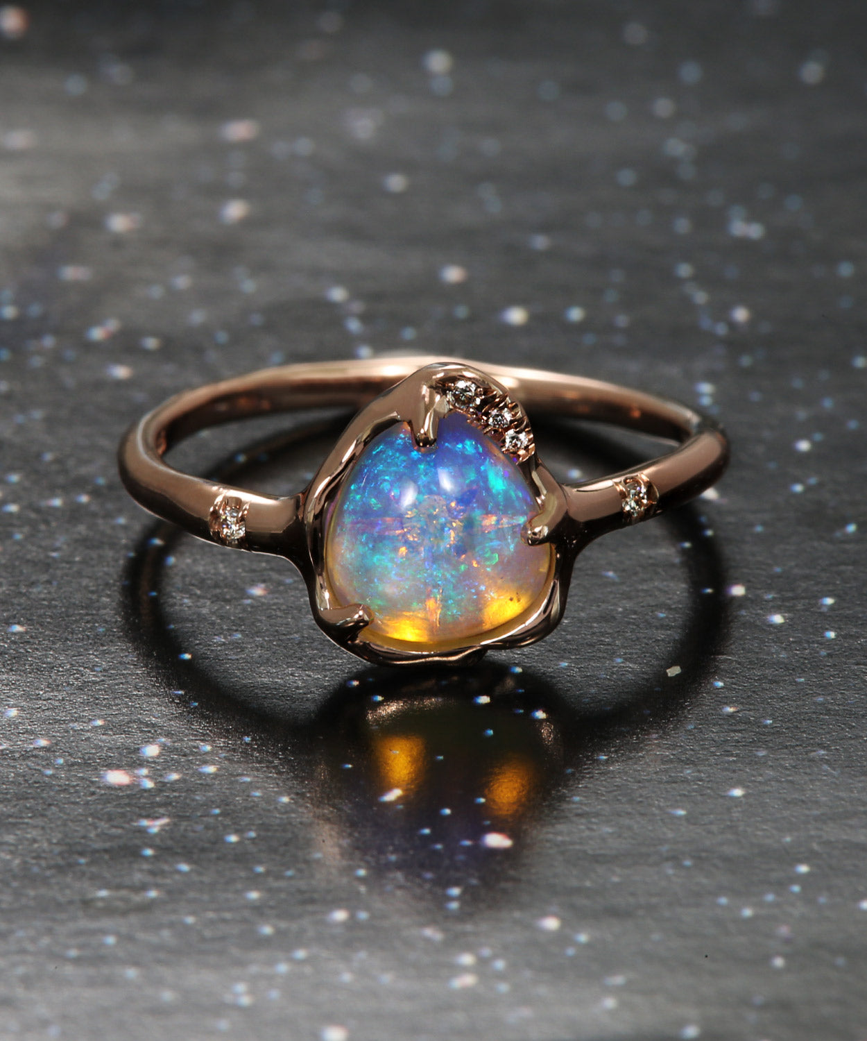 Star Poem Sea Dust Blue Crystal Opal Ring