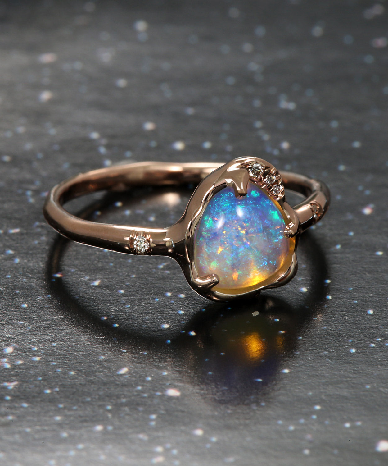 Star Poem Sea Dust Blue Crystal Opal Ring