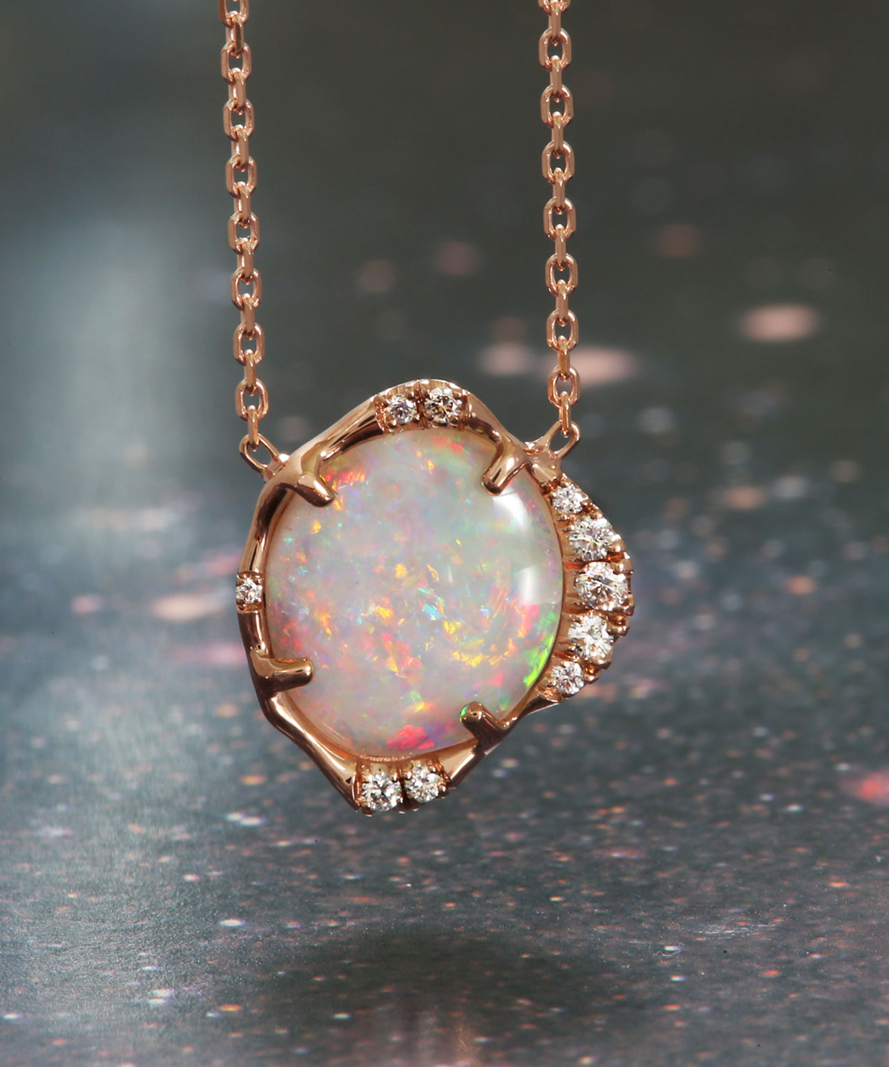 Stardust Galactic Spectrum Sparkle Opal Necklace