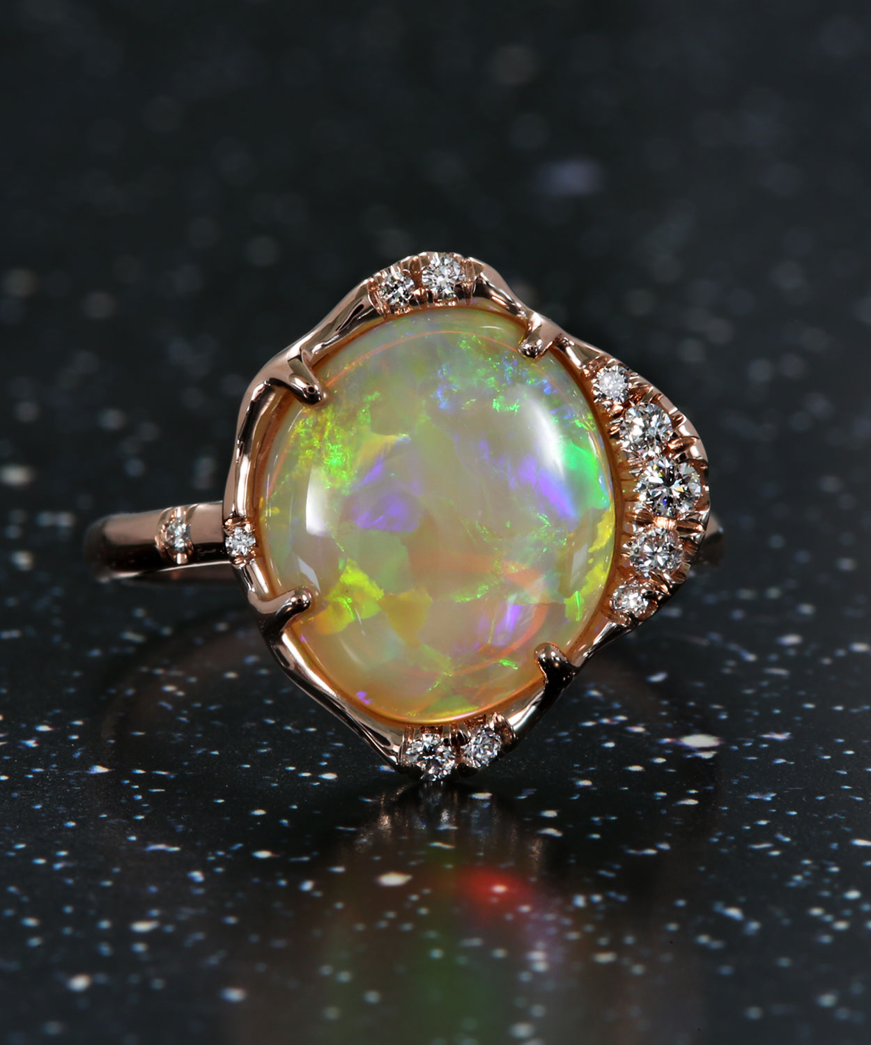 Stardust Disco Ball Flash Opal Ring