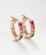 Rainbow Stoned Hoop Earrings