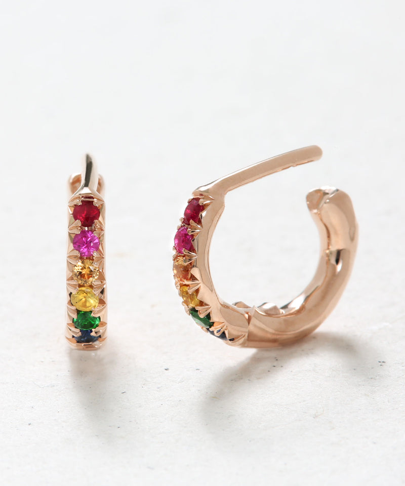 Rainbow Stoned Hoop Earrings