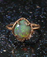 Aphenos Pastel Green Flash Opal Ring