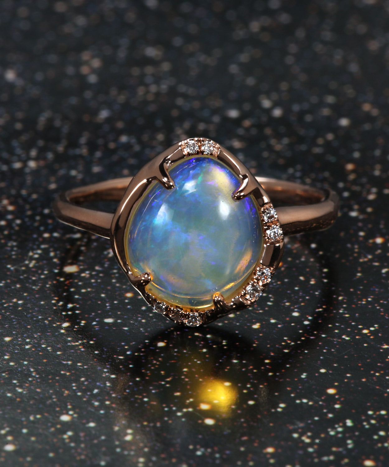 Aphenos Whispering Flash Crystal Opal Ring