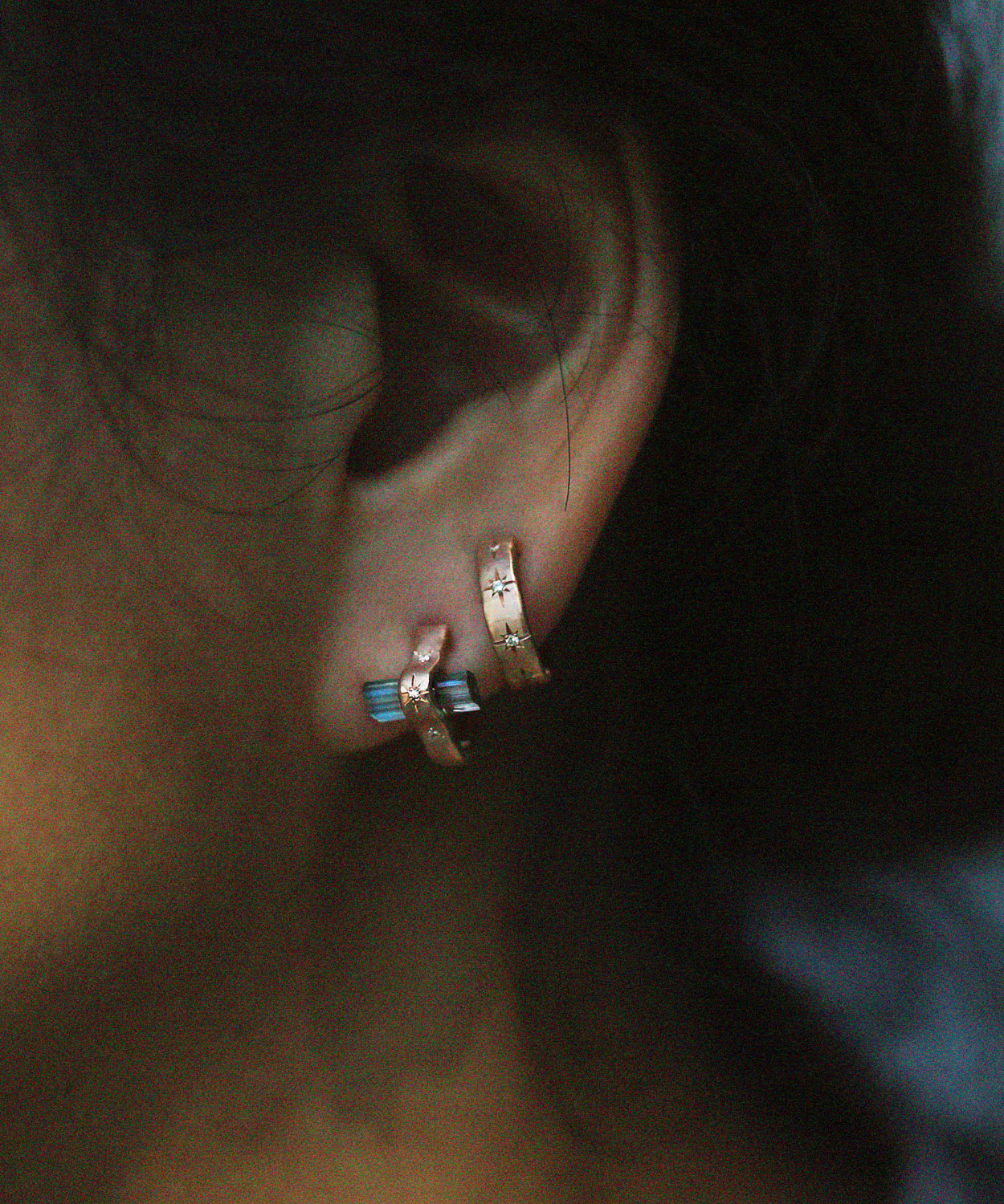 Blue Crystal Hoop Earring