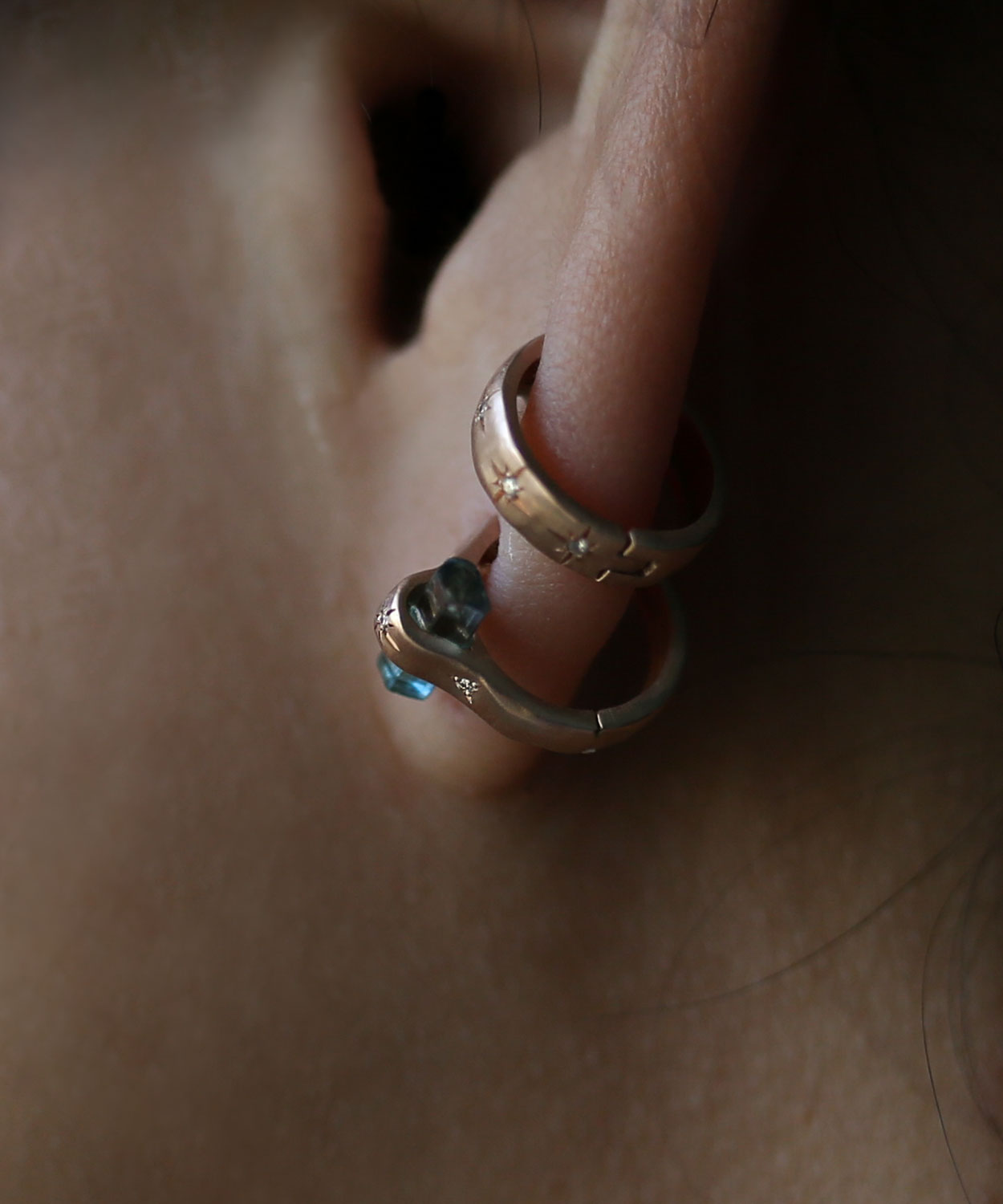 Blue Crystal Hoop Earring